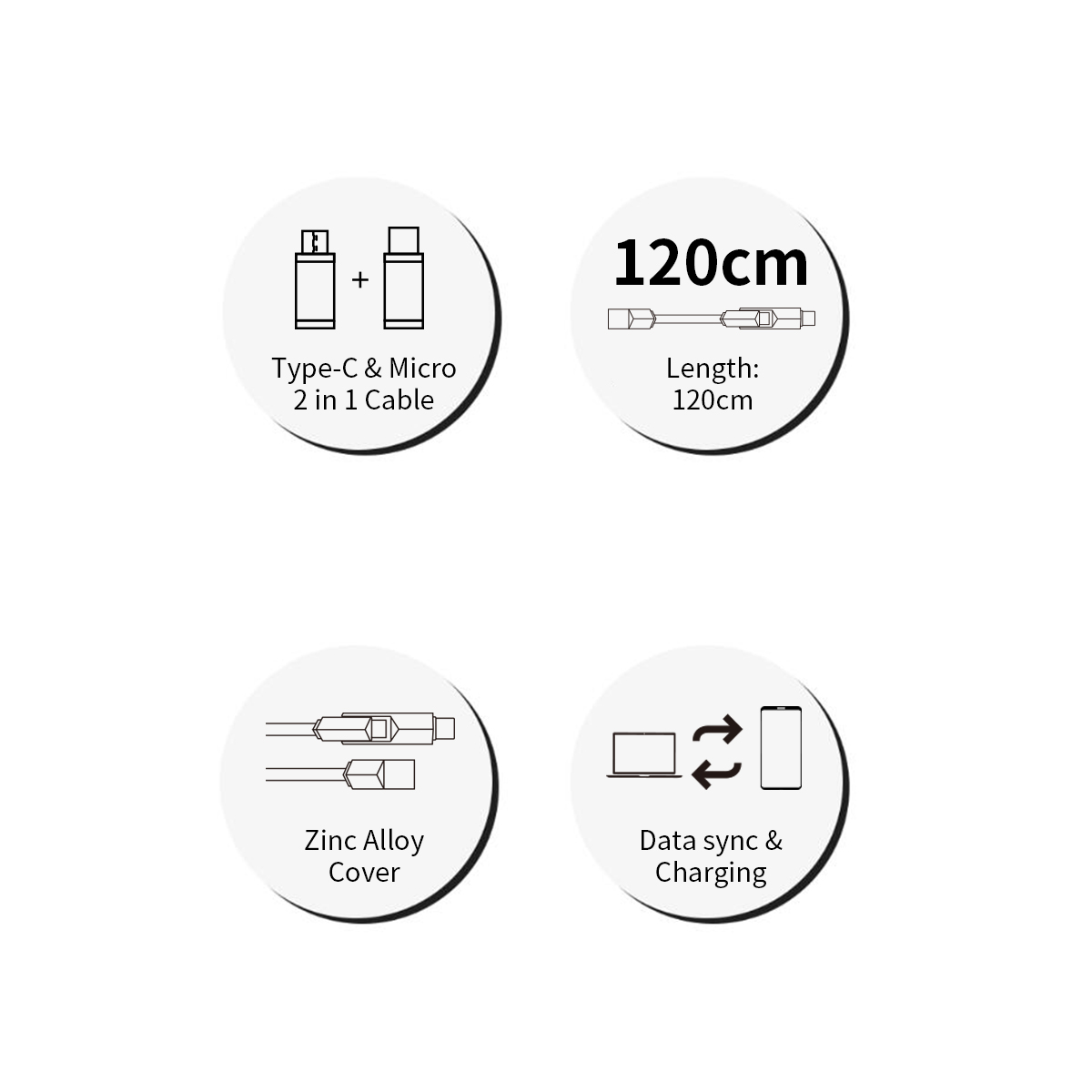 ATN A11 Type-C & Micro Zinc Alloy Cable, , small image number 6
